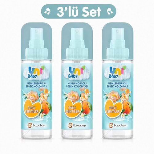 Uni Baby Bebek Kolonyası 150ML Nemlendiricili - Tatlı Esintiler (3 Lü Set)