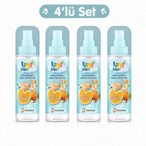 Uni Baby Bebek Kolonyası 150ML Nemlendiricili - Tatlı Esintiler (4 Lü Set)