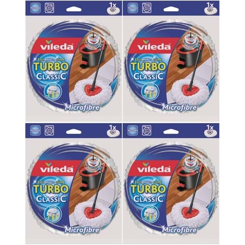 Vileda Turbo Yedek Mop Paspas Ucu (%100 Mikrofiber) (4 Lü Set)