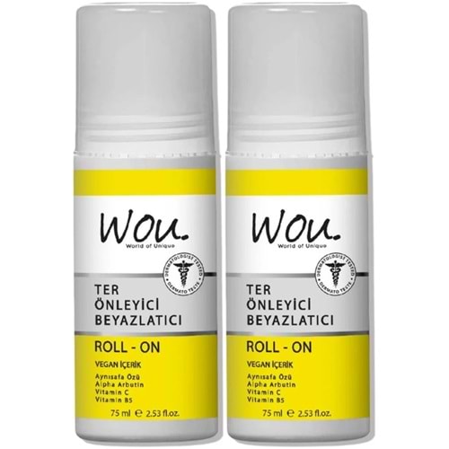 Wou World Of Unique Roll-On Unisex Deodorant 75ML Ter Önleyici Beyazlatıcı (2 Li Set)