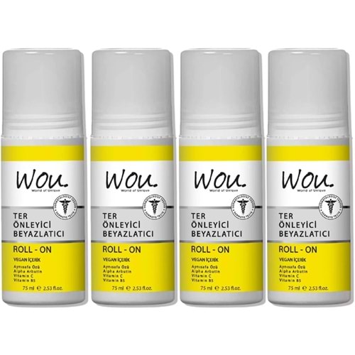 Wou World Of Unique Roll-On Unisex Deodorant 75ML Ter Önleyici Beyazlatıcı (4 Lü Set)