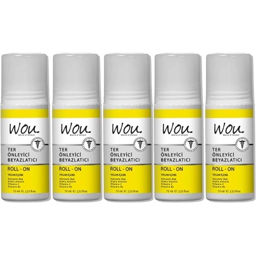 Wou World Of Unique Roll-On Unisex Deodorant 75ML Ter Önleyici Beyazlatıcı (5 Li Set)