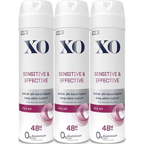 XO Deodorant 150ML Women-Kadın Sensitive & Effective (3 Lü Set)