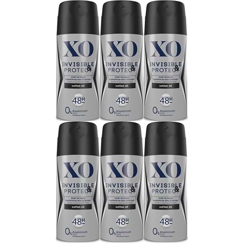 XO Deodorant 150ML Men-Erkek Invisible & Protect (6 Lı Set)