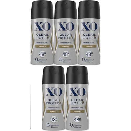 XO Deodorant 150ML Men-Erkek Clear & Protect (5 Li Set)