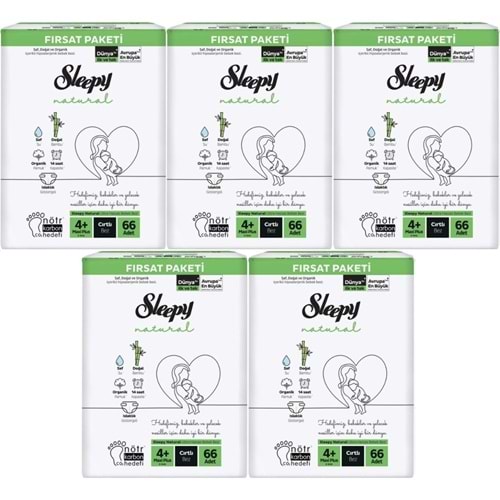 Sleepy Bebek Bezi Naturel Beden:4+ (9-16KG) Maxi Plus 330 Adet Mega Fırsat Pk